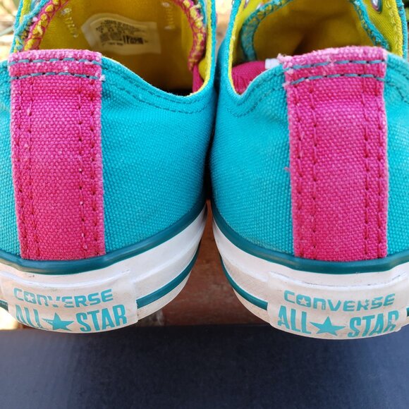EUC CTAS Converse Double Tongue Mediterranean Blue/Pink 645147F (Jr. 6) KICKS - Picture 6 of 8